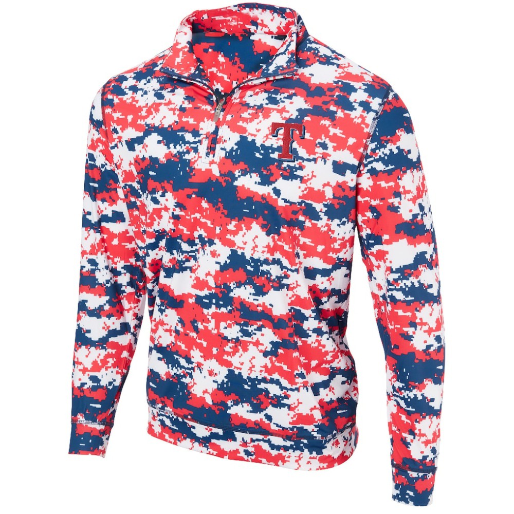 Texas Rangers Digital Camo Performance Quarter-Zip Pullover Jacket Red