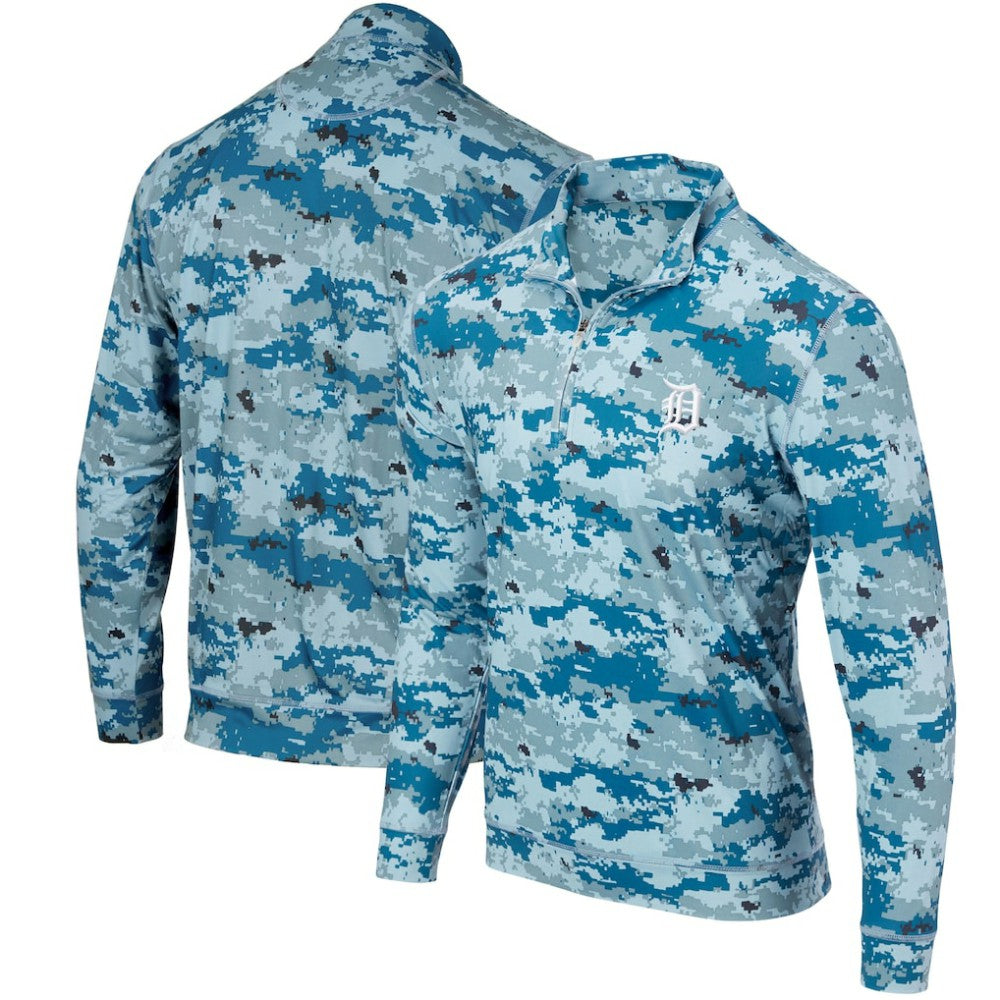 Detroit Tigers Digital Camo Performance Quarter-Zip Pullover Jacket Blue