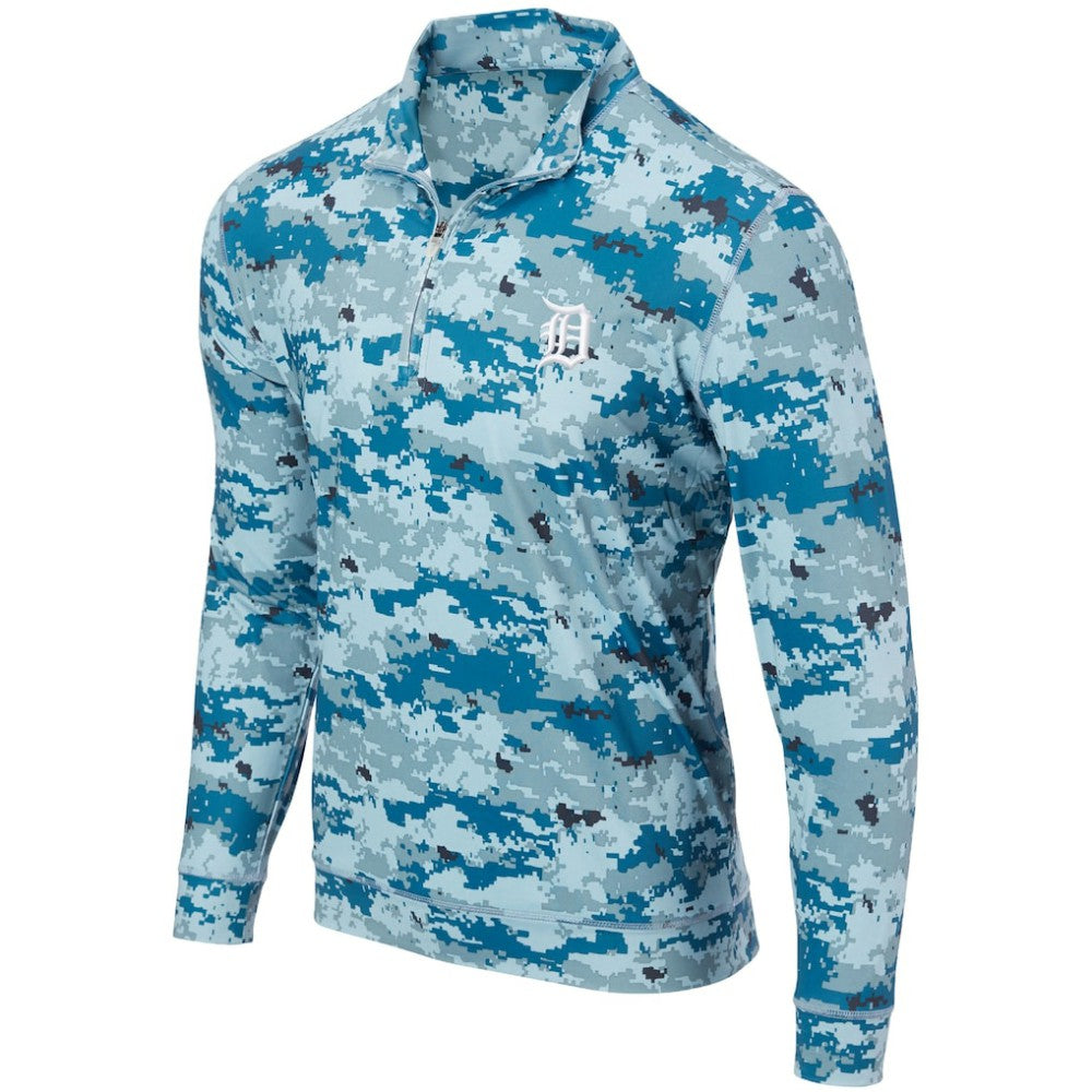 Detroit Tigers Digital Camo Performance Quarter-Zip Pullover Jacket Blue