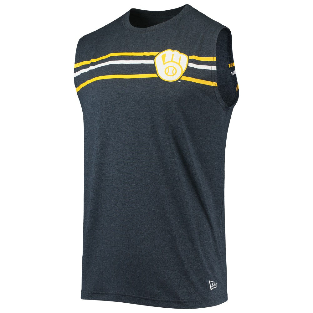 Milwaukee Brewers Muscle Tank Top Heathered Navy | New Era