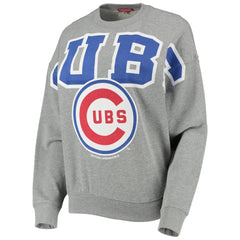 Chicago Cubs Women's Cooperstown Collection Logo Lightweight Pullover Sweatshirt Heathered Gray | Mitchell & Ness