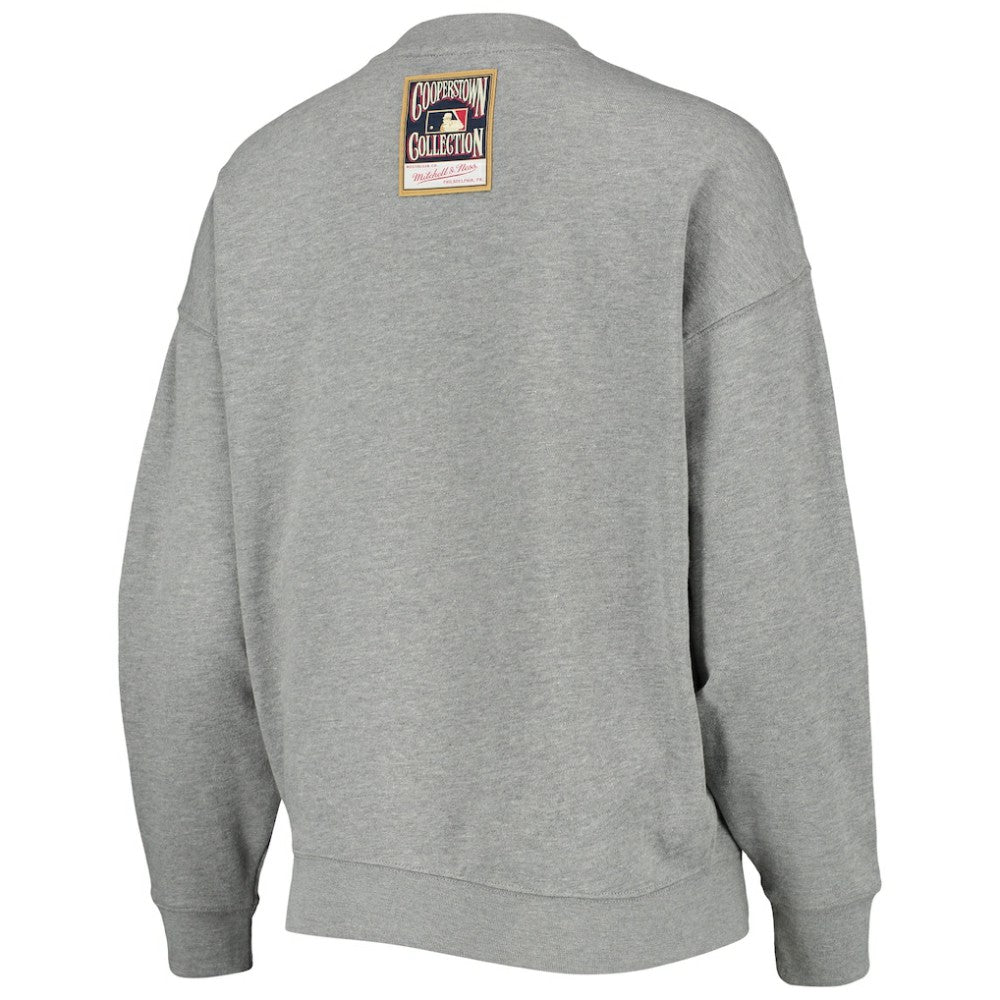Chicago Cubs Women's Cooperstown Collection Logo Lightweight Pullover Sweatshirt Heathered Gray | Mitchell & Ness