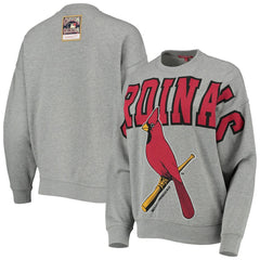 St. Louis Cardinals Women's Cooperstown Collection Logo Lightweight Pullover Sweatshirt Heathered Gray | Mitchell & Ness