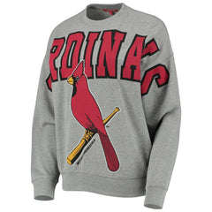 St. Louis Cardinals Women's Cooperstown Collection Logo Lightweight Pullover Sweatshirt Heathered Gray | Mitchell & Ness