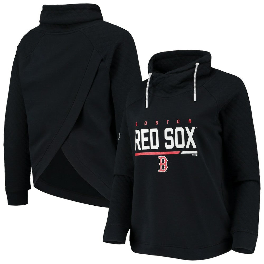 Boston Red Sox Levelwear Women's Vega Funnel Neck Raglan Pullover Sweatshirt Black