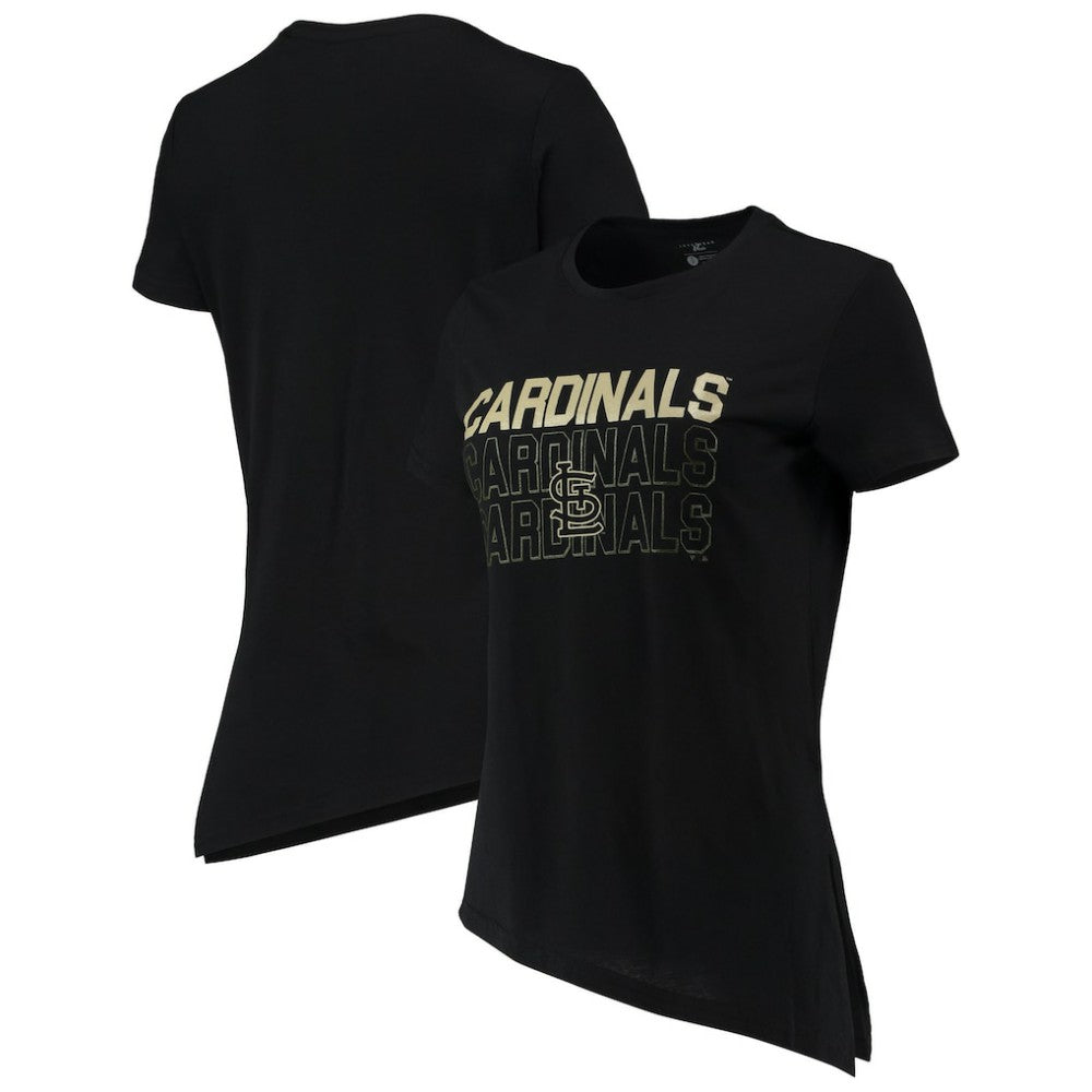 St. Louis Cardinals Levelwear Women's Birch Delta Asymmetrical T-Shirt Black