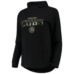 Chicago Cubs Levelwear Women's Vivid Scuba Neck Pullover Hoodie Black