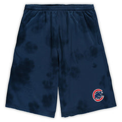 Chicago Cubs Big & Tall Tye Dye Fleece Shorts Navy