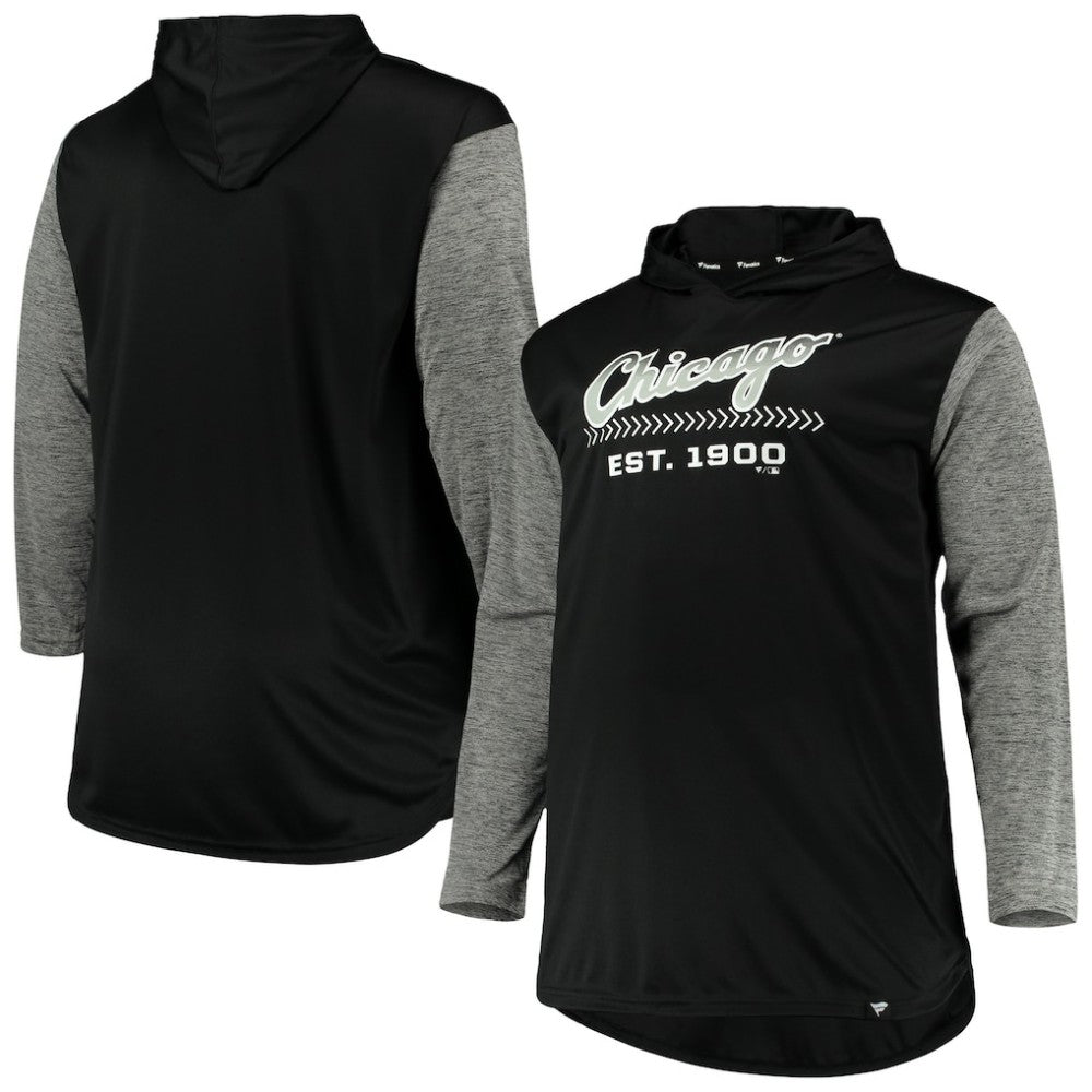 Chicago White Sox Big & Tall Wordmark Club Pullover Hoodie Black/Heathered Gray