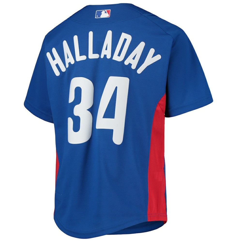 Roy Halladay Philadelphia Phillies Youth Cooperstown Collection Mesh Batting Practice Jersey Royal | Mitchell & Ness