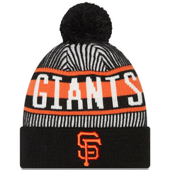 San Francisco Giants Striped Cuffed Knit Hat with Pom Black | New Era