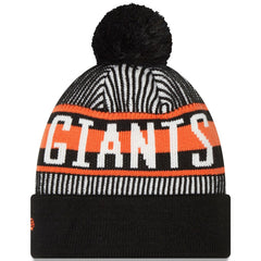 San Francisco Giants Striped Cuffed Knit Hat with Pom Black | New Era
