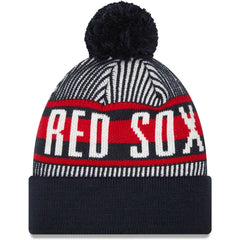 Boston Red Sox Striped Cuffed Knit Hat with Pom Navy | New Era