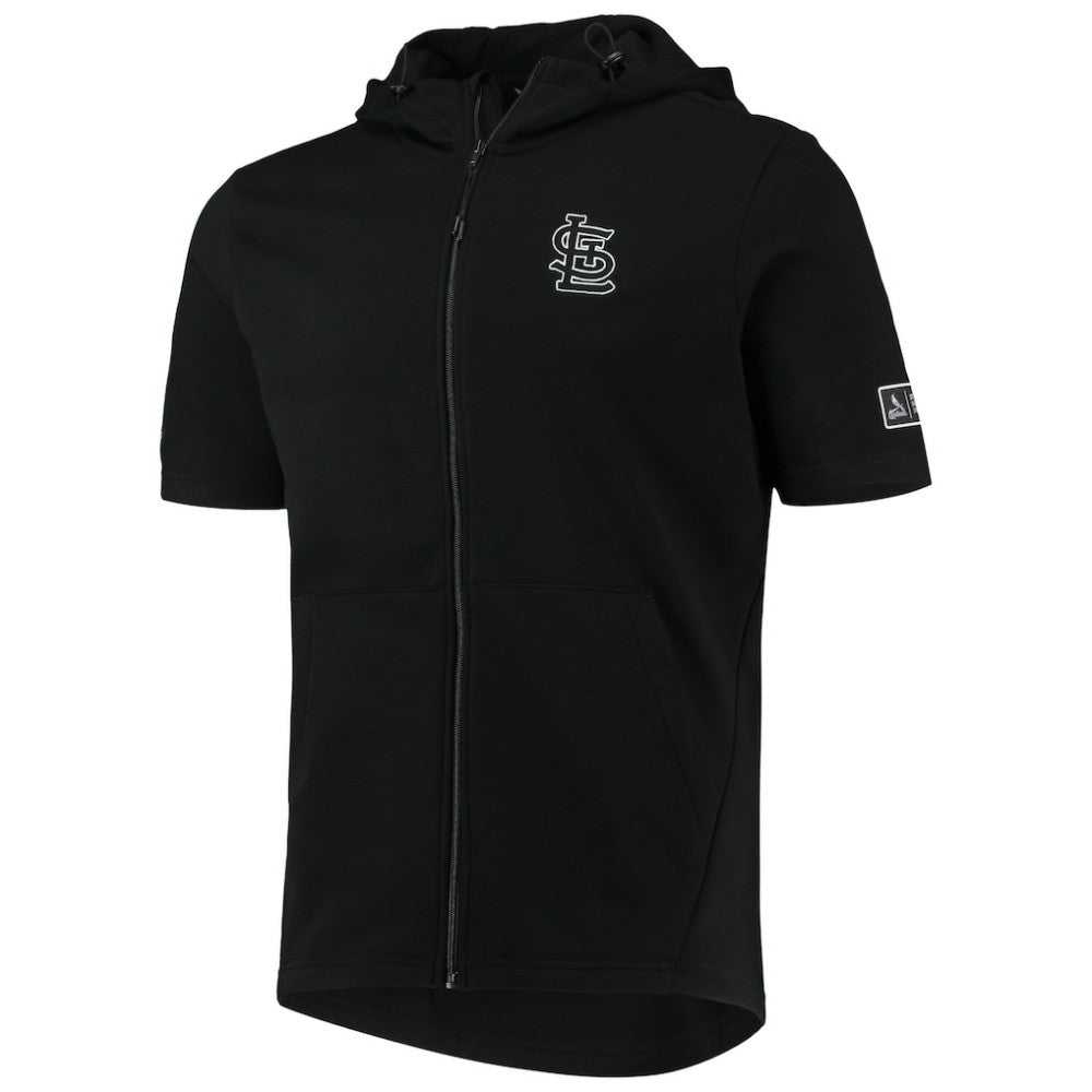 St. Louis Cardinals Levelwear Recruit Short Sleeve Full-Zip Hoodie Jacket Black