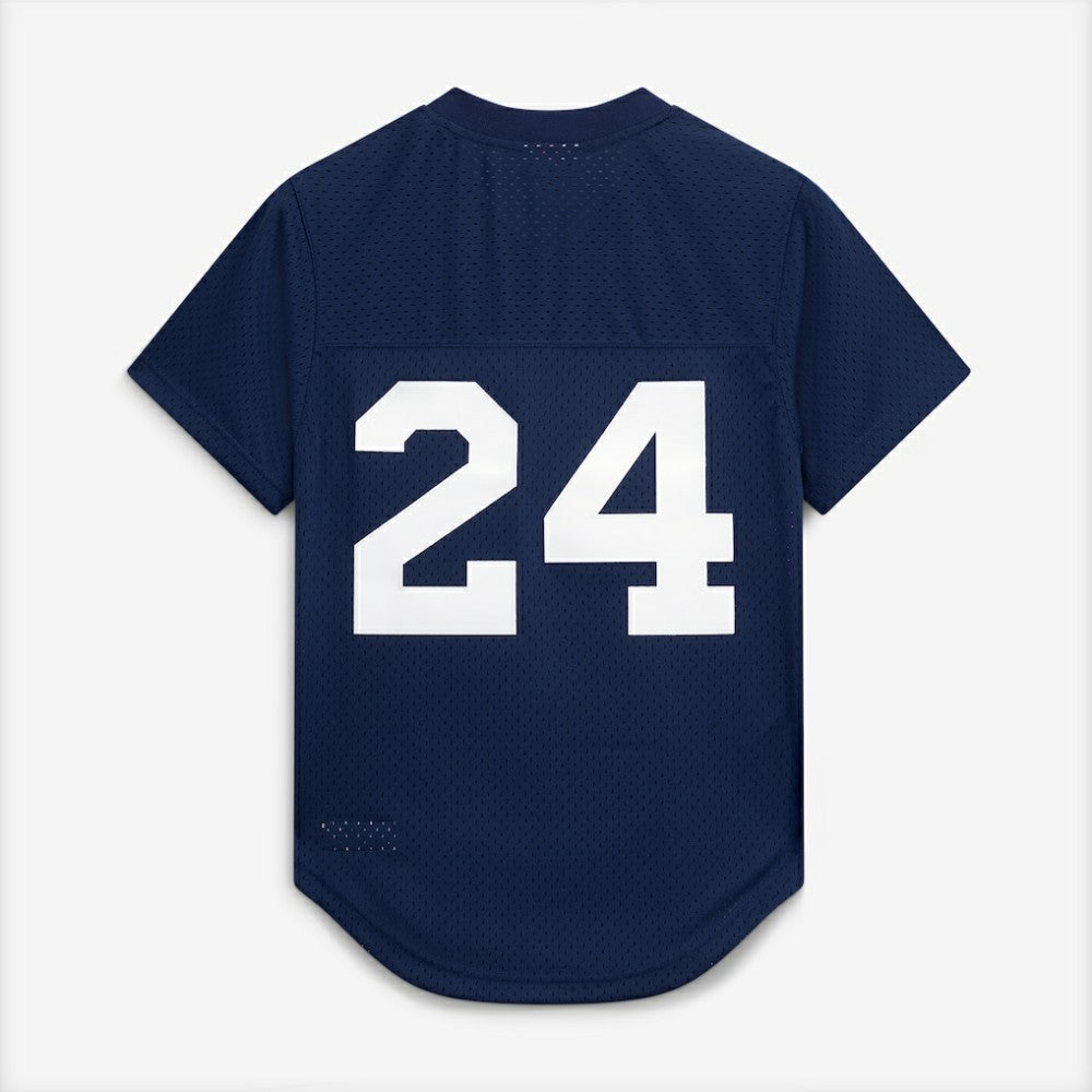 Rickey Henderson New York Yankees Cooperstown Collection Mesh Batting Practice Button-Up Jersey Navy | Mitchell & Ness