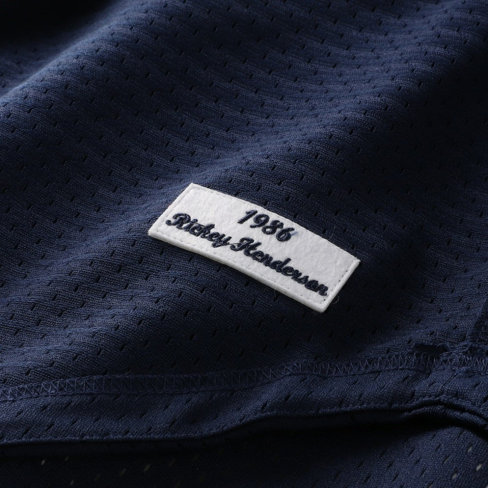 Rickey Henderson New York Yankees Cooperstown Collection Mesh Batting Practice Button-Up Jersey Navy | Mitchell & Ness