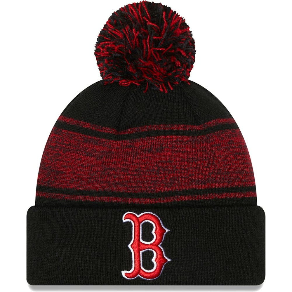 Boston Red Sox Chilled Cuffed Knit Hat with Pom Black | New Era