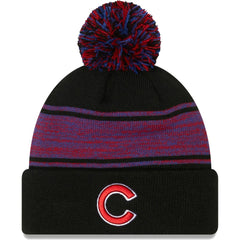 Chicago Cubs Chilled Cuffed Knit Hat with Pom Black | New Era