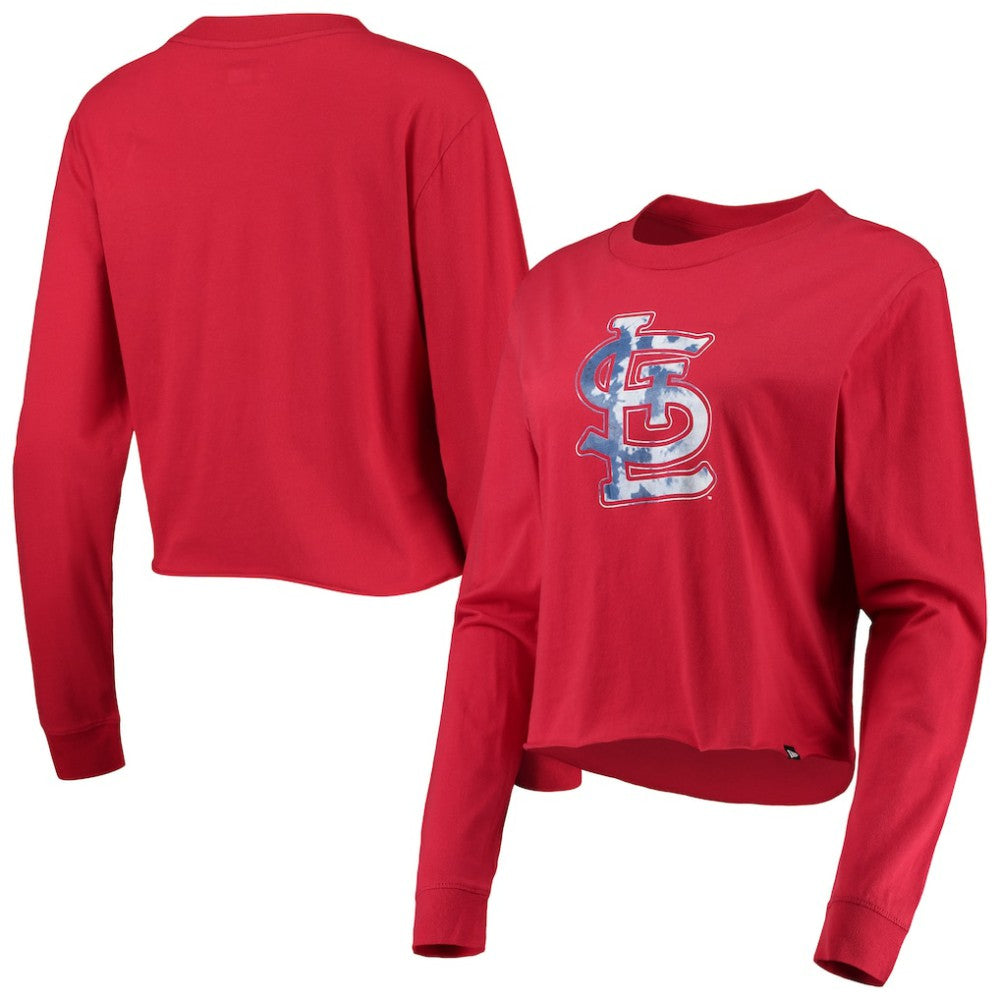 St. Louis Cardinals Women's Baby Jersey Cropped Long Sleeve T-Shirt Red | New Era