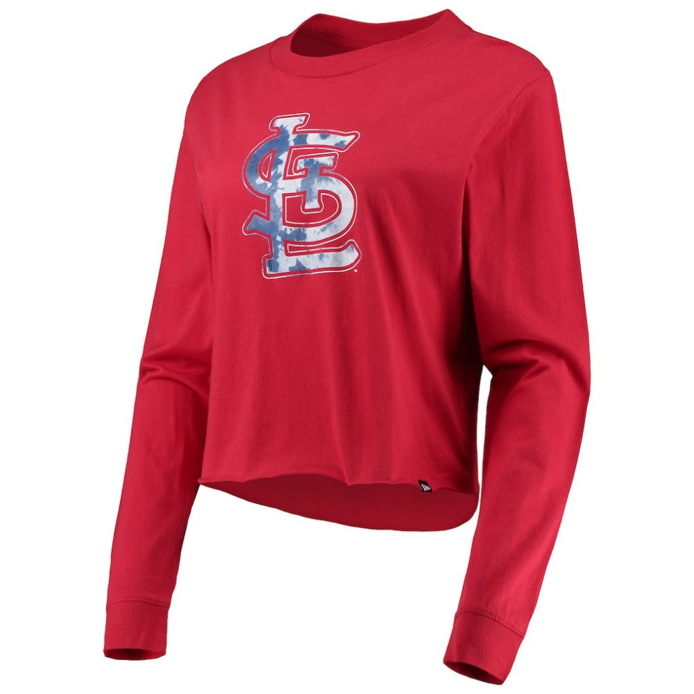 St. Louis Cardinals Women's Baby Jersey Cropped Long Sleeve T-Shirt Red | New Era