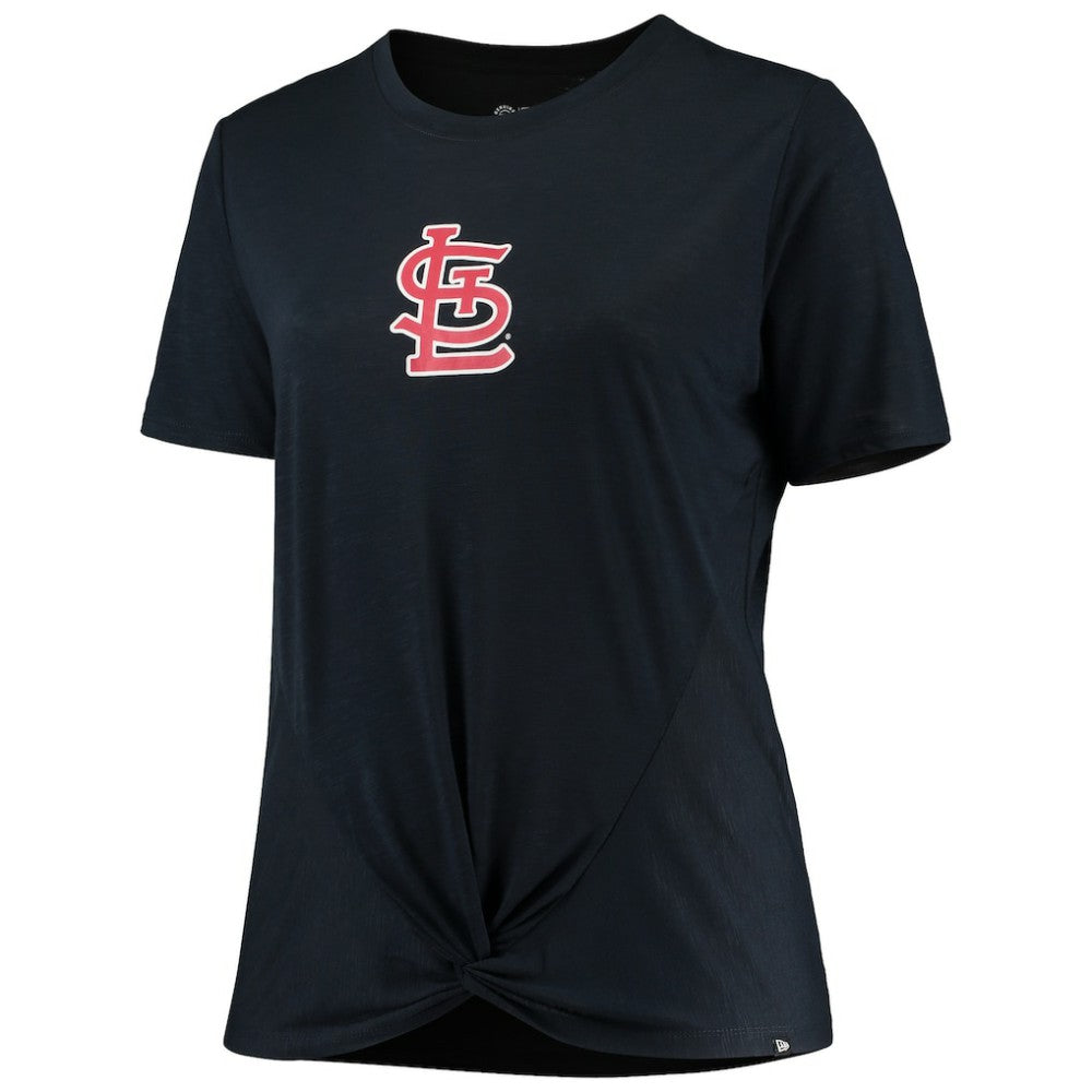 St. Louis Cardinals Women's Plus Size 2-Hit Front Knot T-Shirt Navy | New Era