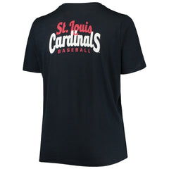 St. Louis Cardinals Women's Plus Size 2-Hit Front Knot T-Shirt Navy | New Era