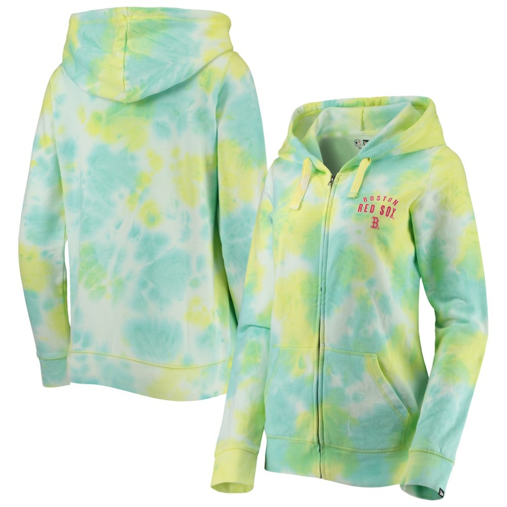 Boston Red Sox Women's Tie-Dye Full-Zip Hoodie White | New Era