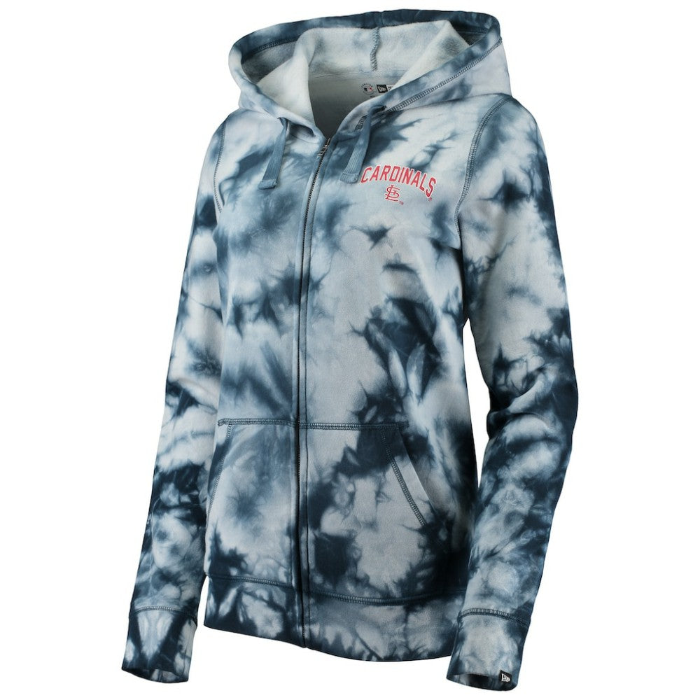 St. Louis Cardinals Women's Tie-Dye Full-Zip Hoodie Navy | New Era