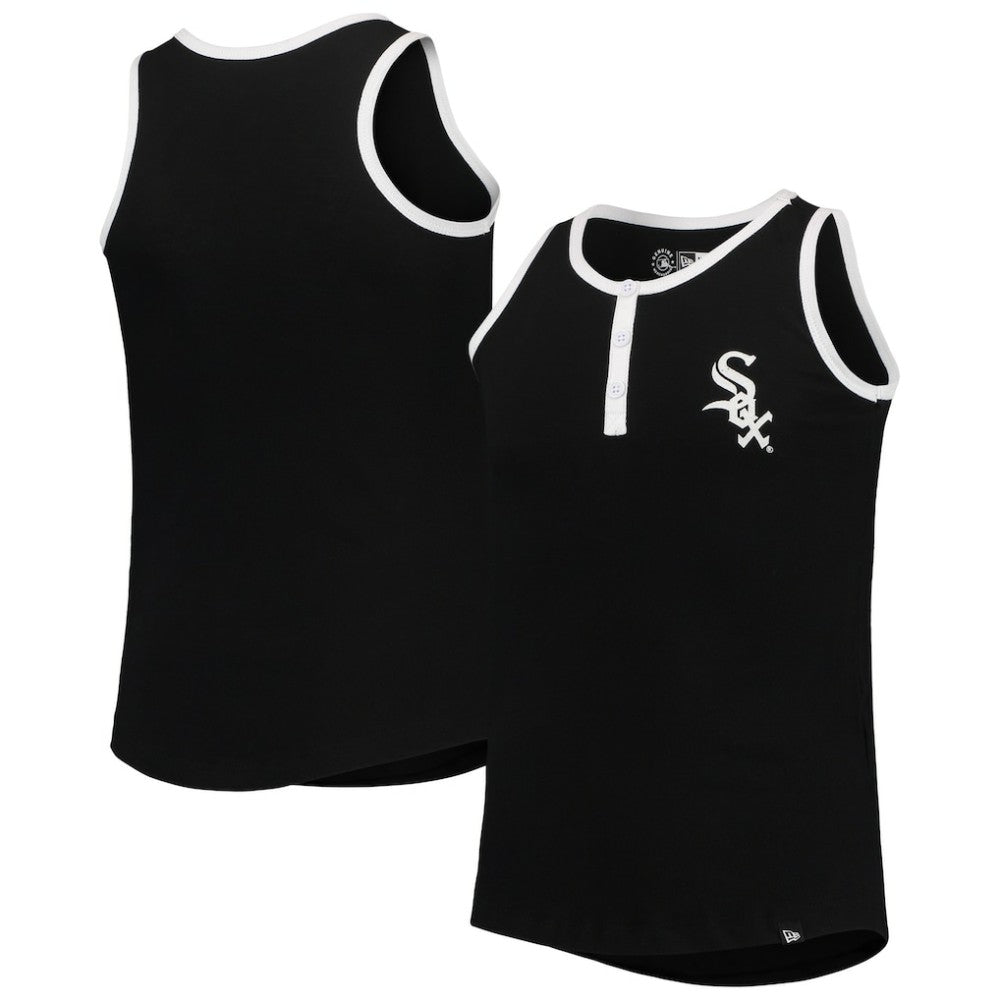 Chicago White Sox Girls Youth Henley Tank Top Black | New Era