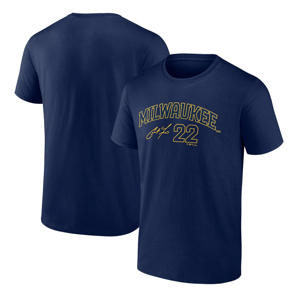 Christian Yelich Milwaukee Brewers Player Name & Number T-Shirt Navy