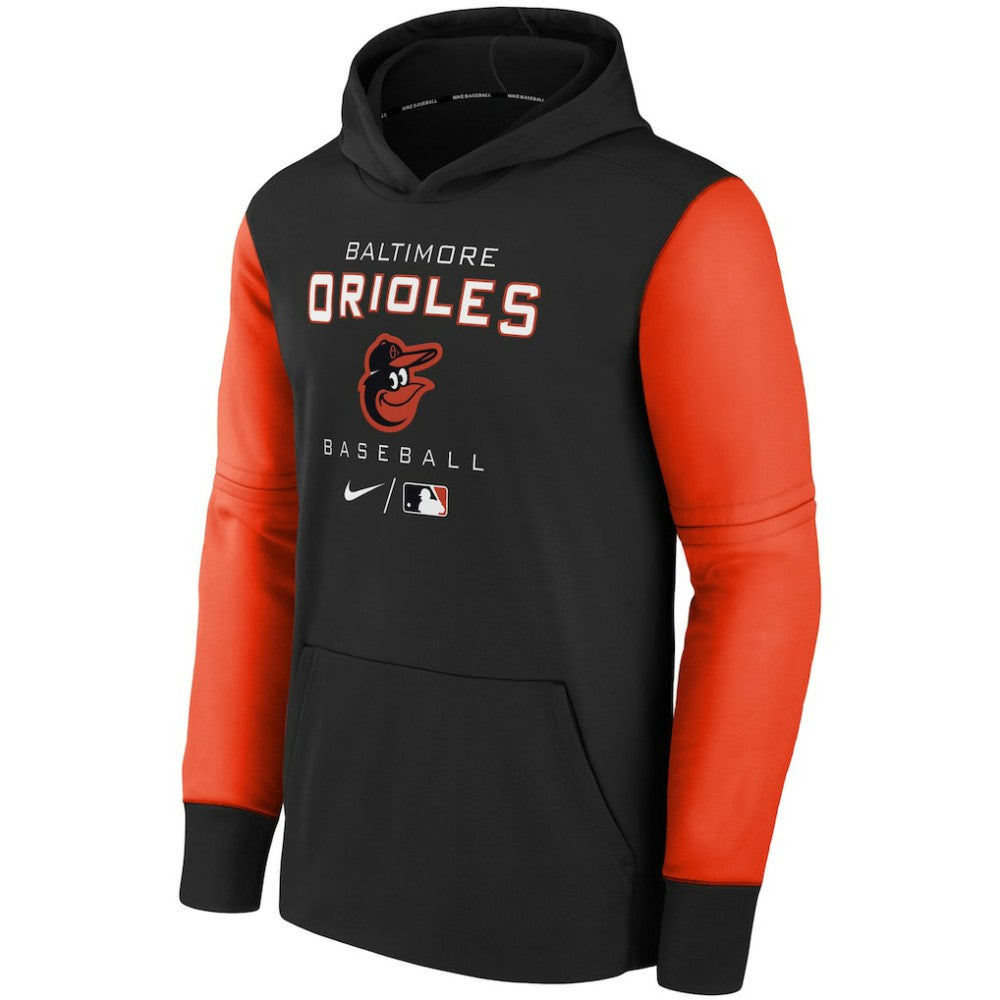 Baltimore Orioles Youth Authentic Collection Performance Pullover Hoodie Black/Orange | Nike