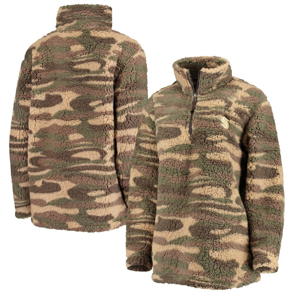 Seattle Kraken G-III Sports by Carl Banks Women's Sherpa Quarter-Zip Jacket Camo