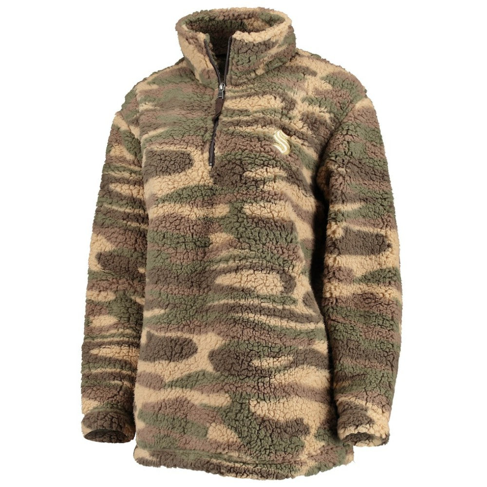 Seattle Kraken G-III Sports by Carl Banks Women's Sherpa Quarter-Zip Jacket Camo