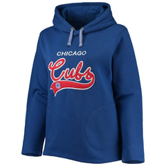 Chicago Cubs Soft as a Grape Women's Plus Size Side Split Pullover Hoodie Royal