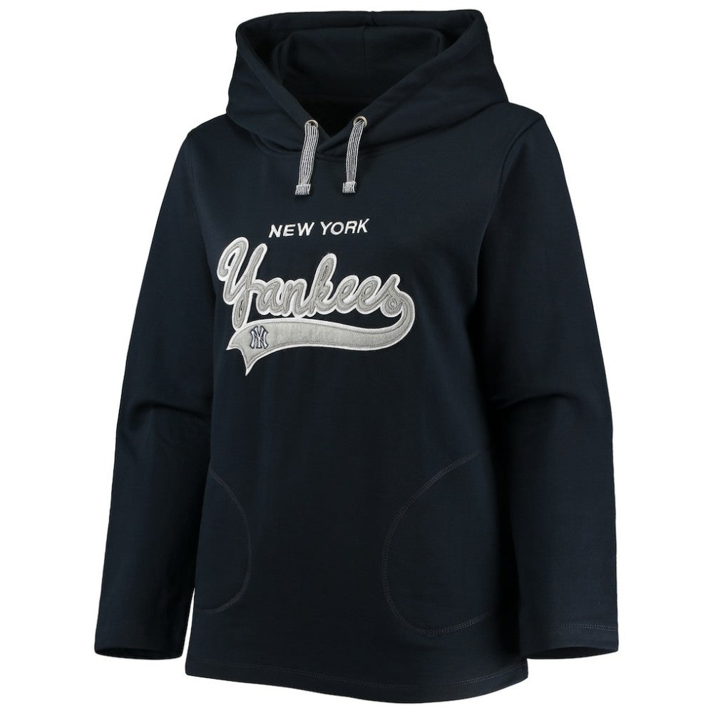 New York Yankees Soft as a Grape Women's Plus Size Side Split Pullover Hoodie Navy