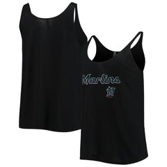 Miami Marlins Soft as a Grape Women's Slouchy Tank Top Black