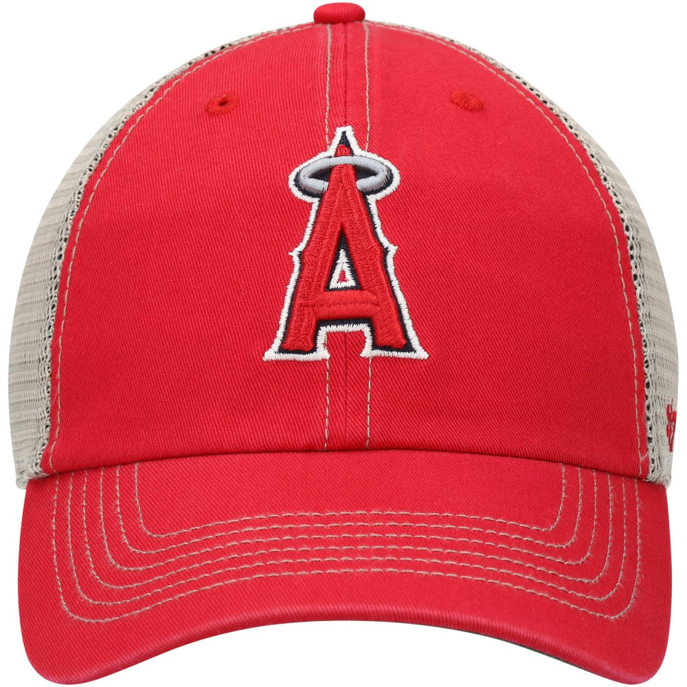Los Angeles Angels Trawler Clean Up Trucker Snapback Hat Red | 47 brand