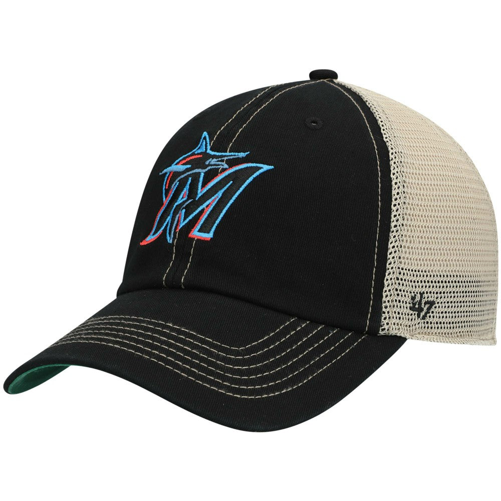 Miami Marlins Trawler Clean Up Trucker Snapback Hat Black | 47 brand