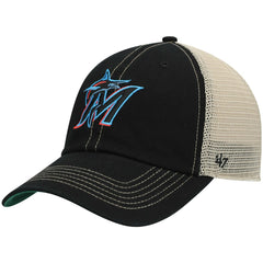 Miami Marlins Trawler Clean Up Trucker Snapback Hat Black | 47 brand