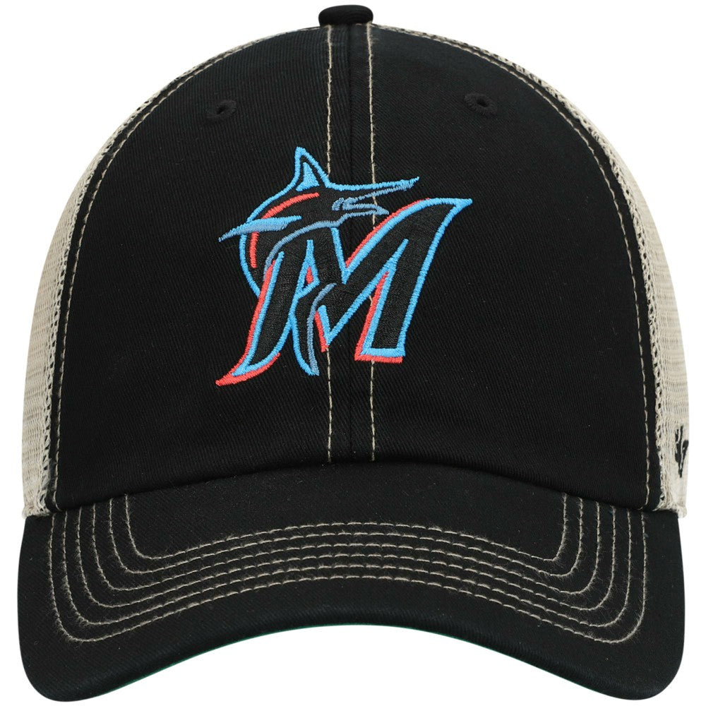 Miami Marlins Trawler Clean Up Trucker Snapback Hat Black | 47 brand
