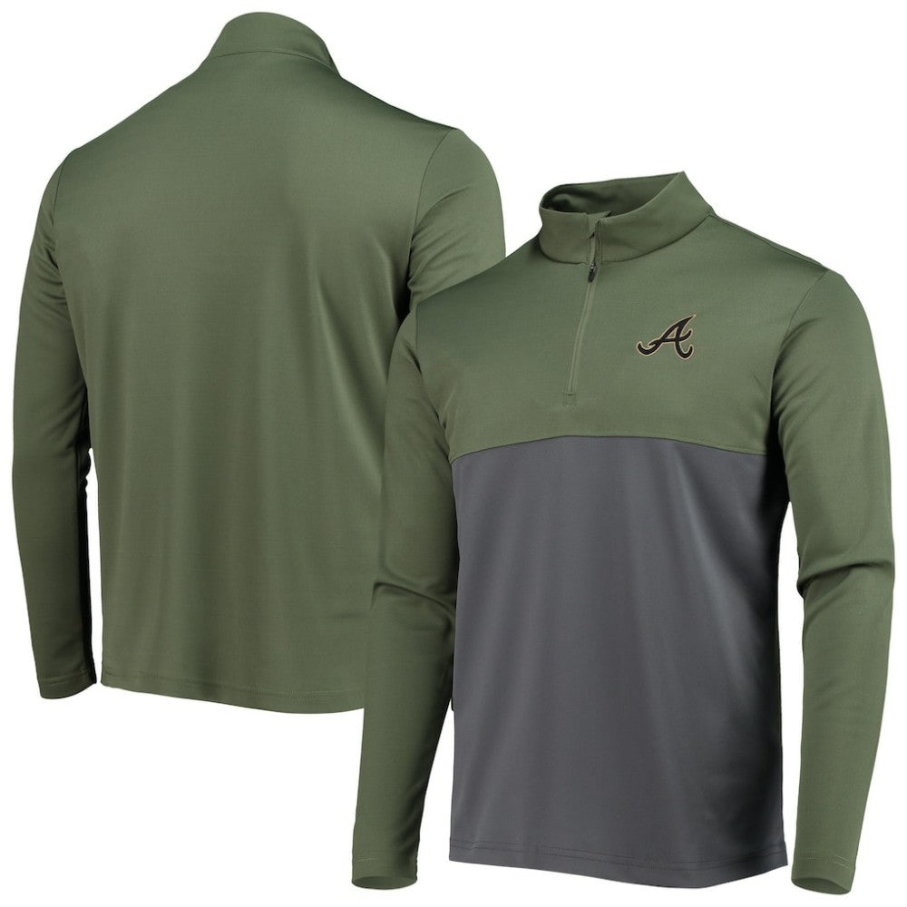 Atlanta Braves Levelwear Delta Pursue Quarter-Zip Jacket Olive