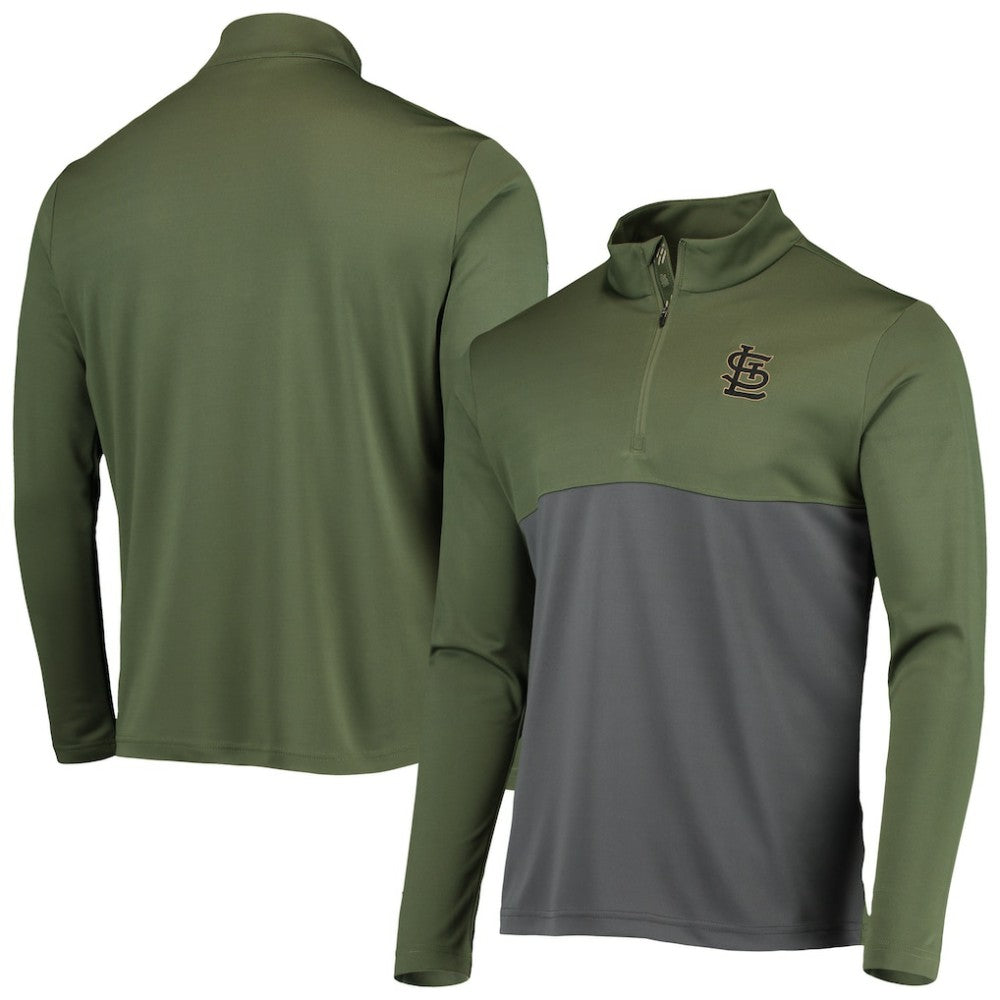 St. Louis Cardinals Levelwear Delta Pursue Quarter-Zip Jacket Olive