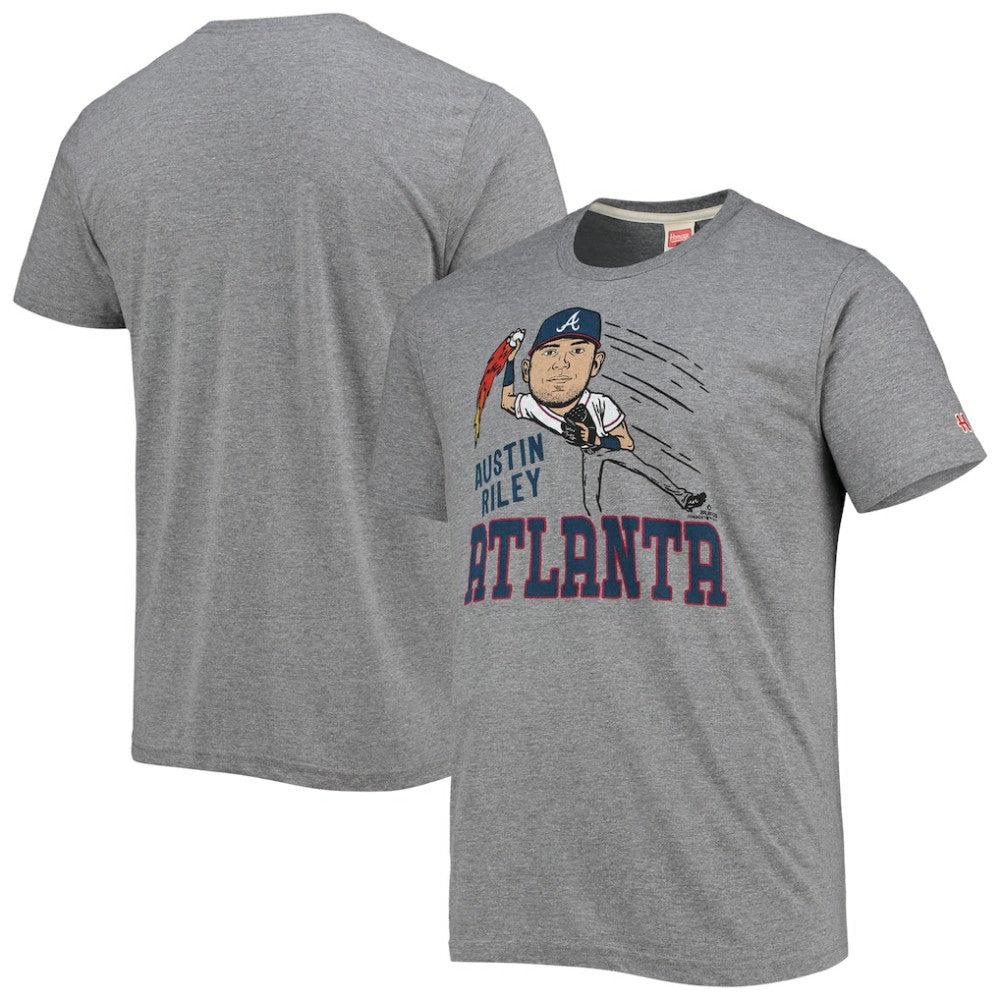 Austin Riley Atlanta Braves Homage Caricature Tri-Blend T-Shirt Gray