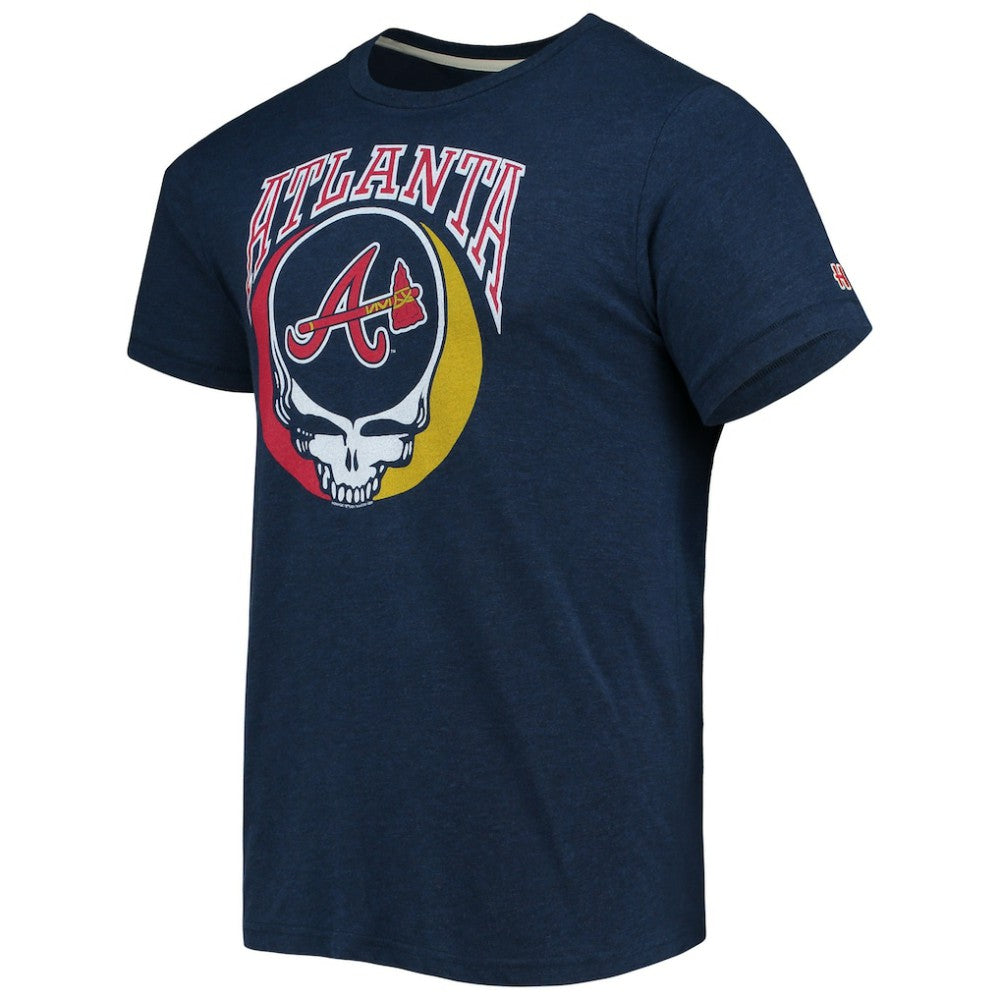 Atlanta Braves Homage Grateful Dead Tri-Blend T-Shirt Navy