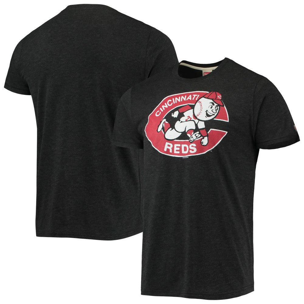 Cincinnati Reds Homage Hand-Drawn Logo Tri-Blend T-Shirt Charcoal
