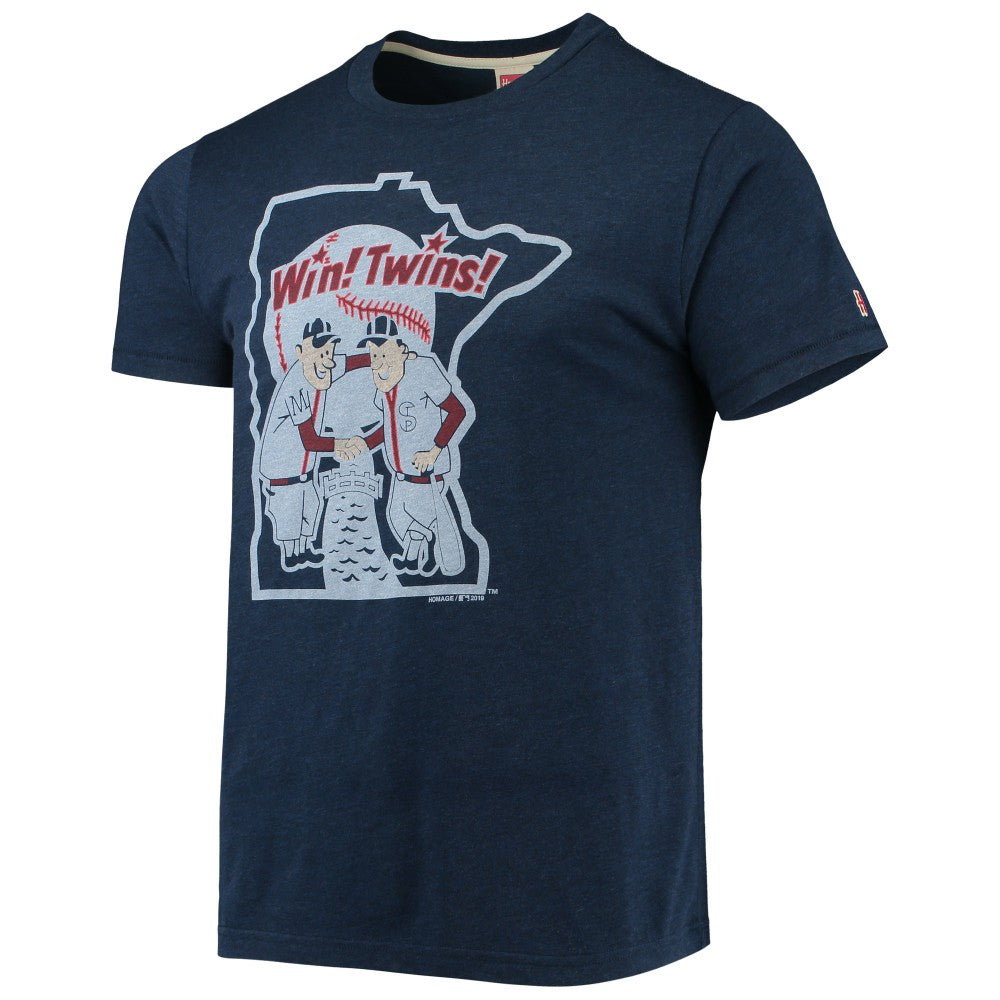 Minnesota Twins Homage Hand-Drawn Logo Tri-Blend T-Shirt Navy