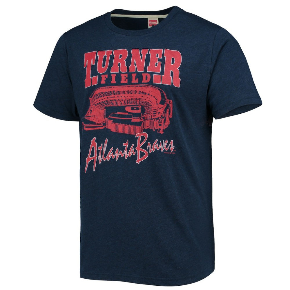 Atlanta Braves Homage Stadium Tri-Blend T-Shirt Navy