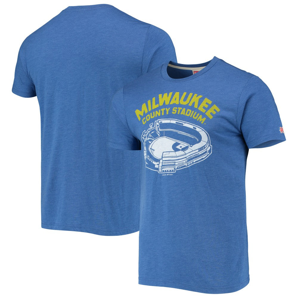 Milwaukee Brewers Homage Milwaukee County Stadium Tri-Blend T-Shirt Royal