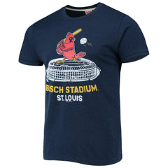 St. Louis Cardinals Homage Busch Stadium Tri-Blend T-Shirt Navy