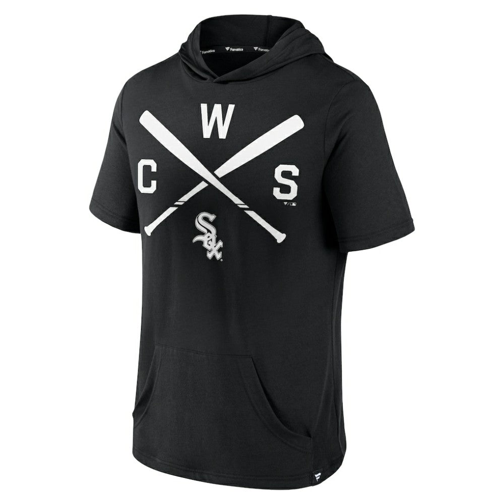 Chicago White Sox Iconic Rebel Short Sleeve Hooded Top Black